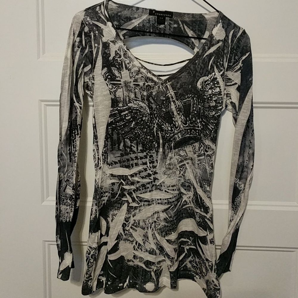 Open Back Affliction Inspired Long Sleeve Shirt